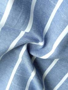 Rustia Plus Size Summer Striped Bandeau Top & Striped Shorts Casual Set - Blue - View 6