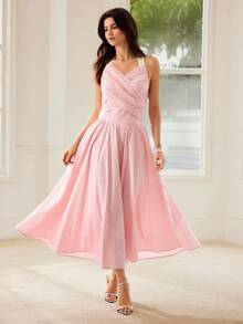 MOTF PREMIUM WOMEN'S FASHIONABLE MID-LENGTH COMMUTER DRESS - Pink - View 2