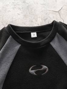 SHEIN 青少年男孩拼色圓領長袖休閒衛衣 - 彩色 - 查看 3