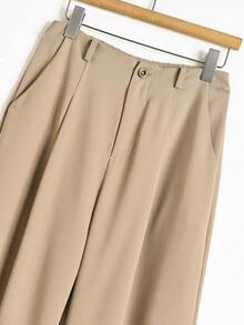 Rusticease Business Sports Elegant Women's Waist Tie Brown Striped Straight Leg Loose Casual Pants Winter Clothes Autumn Clothes Women's Country Pants - Khaki - View 5