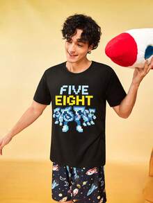 Provexi Provexi Men's Space Style Home & Casual Crew Neck Set - Black - View 1