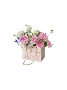 12Pcs Rose Flower Paper Gift Handbags With Metal Chain, Durable Floral Bouquet Tote Packaging Boxes For Fresh & Preserved Flowers, Ideal Gift Bags For Wedding, Birthday, Valentine's Day, Easter & Holiday Party - Multicolor - View 11