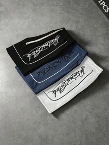 PAVTROS Men's Street Style "Signature" Handwritten Casual Shorts, Elastic Waist Drawstring Shorts, Knitted Sports Pants, High Recognition Street Style, Light Functional Casual Feel, Outdoor Wild Style, Gender-Neutral, Daily Casual, Streetwear, Fashion, Casual Sports, Back To School, Music Festival, Unisex, Couple, Holiday Gift, Boyfriend Gift - Black - View 8
