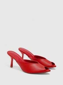 CUCCOO BIZCHIC Women's Spring And Summer New Classic Workplace Simple And Versatile Romantic Sexy Pointed Muller Drag High-Heeled Sandals - Red - View 7