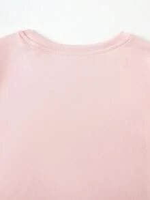 SHEIN 青少年女孩休閒簡約百搭短袖及膝長洋裝 - 粉色 - 查看 8