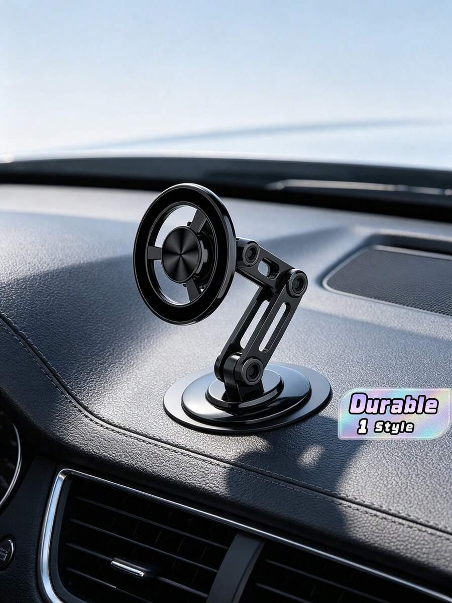 車用手機支架 - 金屬 MagSafe 磁吸式可折疊與黏貼式 - 防震導航支撐,適用於汽車儀表板 - 黑色-均碼 - 查看 1