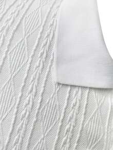 Gym Rark Men's Geometric Textured Short Sleeve Sports Polo T-Shirt - White - View 7