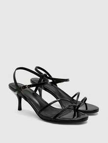 CUCCOO BIZCHIC Women Shoes New Spring/Summer Black Round Toe Thin Strap Open Toe Sexy Stiletto High Heel Sandals, Suitable For Commuting, Party, Date, Dance - Black - View 2