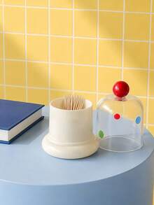 Joivida 1pc Dome-Covered Cylinder Storage Container With Multicolored Dots For Minimalist Office Desk Cubicle Featuring Captivating Visual Delight For Career Women And Teen Girls - View 7