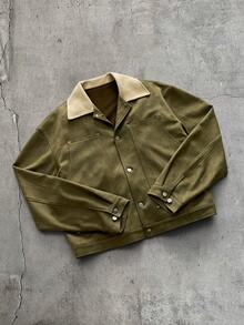AXEPEAK Men's Casual Colorblock Collar Jacket, Spring/Autumn - Green - View 5