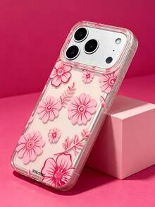 ShellaStory 優雅浪漫花卉圖案手機殼，適用於 iPhone 17 Pro Max、17 Pro、16、14、13、15 Pro Max、14、15、16 Plus、14、15、13、16、17，春季風格花卉透明保護殼 - 玫紅色花朵 - 查看 1