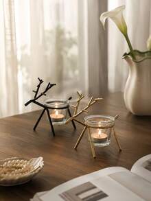 Cirelle 1pc Minimalist Reindeer Silhouette Candle Holder With Insert For Office Working Desk Featuring Captivating Visual Delight And Healing Style Comfort For Urban Career Women And Teen Girls - multicolor - View 7