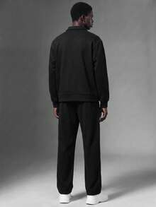 Salvezio Setelan Kasual Pria Manfinity Streetrush: Jaket Lengan Panjang dan Celana Motif Pentagram, Pakaian Musim Gugur - Hitam - View 2