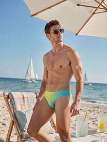 Naviga Onda Plus Size Men's Gradient Pattern Casual Active Essential Tropical Triangle Swim Trunks Track And Field Butter Yellow Beach Vacation Summer - Multicolor - View 3
