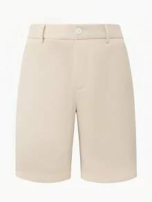 Manfinity CasualCool Men's Solid Color Shorts, Woven Casual Straight Leg Shorts For Summer - Apricot - View 3