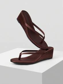 Mnmlis Women's Fashion Casual Commuter Platform Flip-Flops For Christmas Summer Shoes - Brown - View 3