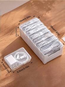 8pcs Multifunctional Cable Organizer Storage Box Set (1 Large Outer Box + 7 Small Inner Cases) Desktop Cord Management Winder Holder For Charging Cables Phone Chargers Home Office Desktop Organization - Multicolor - View 3