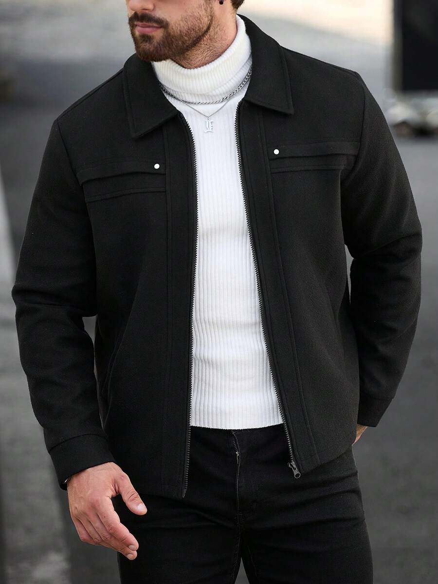 Manfinity CasualCool 男士成熟休閒純色大衣,適合日常辦公、通勤、週末外出等多種場合。這件外套是男士衣櫥中不可或缺的百搭單品,非常適合作為送給男友或丈夫的禮物 - 黑色 - 查看 1
