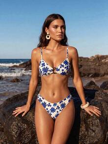 Anewsta Women's Floral Print Swimsuit Set - Multicolor - View 7