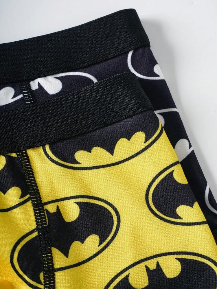 BATMAN X SHEIN 小男孩印花四角內褲 黑黃配色 - 黑色 - 查看 10