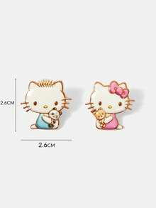 HELLO KITTY AND FRIENDS | SHEIN A Pair Of New Creative Multi-Color Cartoon Animal Pattern Printing Brooches, IP Joint Design, Cute Personalized, Simple And Generous, Can Also Be Used - Multicolor - View 8