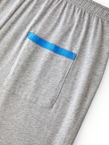 LUVLETTE Scooby-Doo Plus Size Men's Soft Cotton Lounge Shorts Gray Color Block Sleep Shorts With Blue Trim Comfy Summer Pajamas Graphic - Grey - View 13
