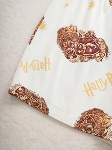 HARRY POTTER X SHEIN 2pcs Fun Casual Style Tween Girl Camisole Top And Shorts Comfortable 2 Pieces Loungewear Set - Multicolor - View 7