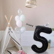 1pc 40 Inch Jumbo Black Number Foil Balloon, Birthday Anniversary Party Decoration - black - View 5
