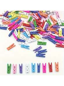 50/100/200 Pcs Colorful Artificial Wood Resin Clothespins – Colorful Mini Wooden Clothespins, Rustic Cartoon Decorative Clips, Suitable For Photo Displays, Holiday Decorations (Christmas, Thanksgiving, Graduation, Weddings) – No Batteries Required, Suitable For Diy Craftspeople...Girs Toys, Night Stand, Hanger, Pencil. Water Botle, Living Room Decor, Pen Holder, Shower Caddy, Photo Frame. Doll. Storage Box. - Multicolor - View 9