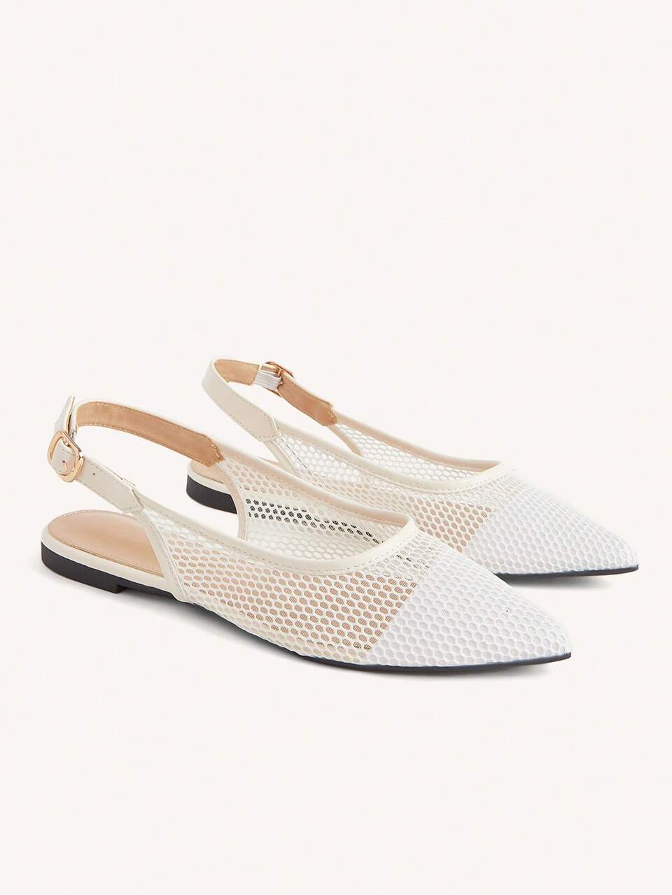 CUCCOO CHICEST Women's Shoes Summer Flat Bottom Pointed Slingback Shoes Mesh Breathable Buckle Fashion Mule Shoes Casual Daily Wear