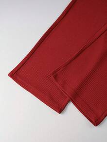 Manfinity Homme Conjunto de 2 piezas de top de cuello redondo y pantalones largos de unicolor para hombre, casual para uso diario - Rojo - Ver 8