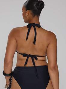 MUSERA Curve White Ruched Back Tie Bikini Top - Black - View 4