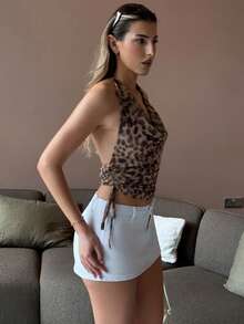 hollyjadebate 女款低腰前遮蓋休閒牛仔裙褲 夏季白色 - 白色 - 查看 4