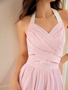 MOTF PREMIUM WOMEN'S FASHIONABLE MID-LENGTH COMMUTER DRESS - Pink - View 3