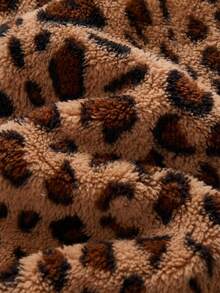 Cozy Pixies 女嬰豹紋抓絨內裡加厚撞色圓領長袖套頭運動衫與慢跑褲兩件套 - 彩色 - 查看 5