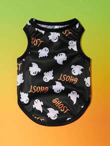 PETSIN 1pc Comfortable & Breathable Pet Dog Cat Halloween Ghost Print Vest - Multicolor - View 5