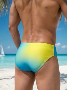 Naviga Onda Plus Size Men's Gradient Pattern Casual Active Essential Tropical Triangle Swim Trunks Track And Field Butter Yellow Beach Vacation Summer - Multicolor - View 5