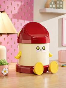 Zazumi 1pc Character Styled Desktop Disposal Container With Lid For Cozy Bedroom Bedside Nightstand Designed With Delightful Curated Outlines Delivering Soul-Soothing Presence To Young Females - multicolor - View 2