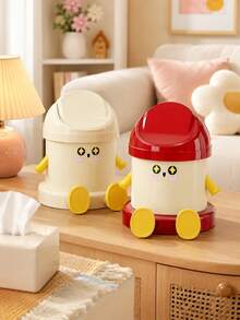 Zazumi 1pc Character Styled Desktop Disposal Container With Lid For Cozy Bedroom Bedside Nightstand Designed With Delightful Curated Outlines Delivering Soul-Soothing Presence To Young Females - multicolor - View 5