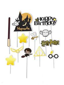 HARRY POTTER X SHEIN 12件組生日派對裝飾插飾，甜點杯子蛋糕裝飾插飾，蛋糕裝飾 - 彩色 - 查看 4