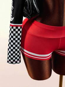 Amplova Women's Racing Comfortable Low Waist Set, Suitable For Back To School Season Parties - Red - View 8