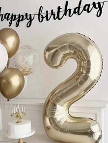 POKOJA LAND 1/2Pcs 40-Inch Large Light Gold Number Foil Balloons, Suitable For 10th, 16th, 18th, 20th, 21st, 25th, 30th-50th Birthday Party Decorations, Room Decor - Light gold - View 5