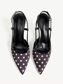 CUCCOO CHICEST Women's Spring And Summer New Black Pointed Polka Dot High Heels, Elegant White High Heels - Black and White - View 2