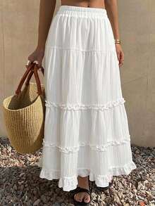 DAZY Women's White Textured Skirt Fall - White - View 4