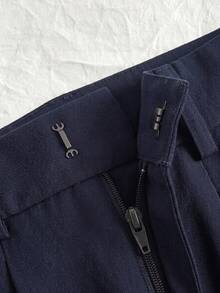 SHEIN EZwear 女款高腰寬腿海軍藍大尺碼西裝長褲 - 藏蓝色 - 查看 5