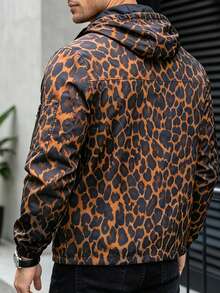 Manfinity Homme 男士街頭風全豹紋連帽夾克，適合日常穿著、派對、戶外活動、通勤、街頭風格、度假 - 彩色 - 查看 3