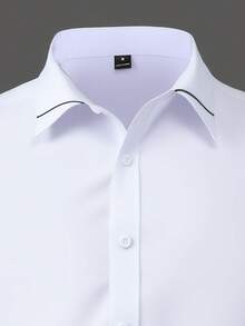 Manfinity Bizformal 男士春秋休閒商務日常通勤長袖白色襯衫，正式款 - 白色 - 查看 4