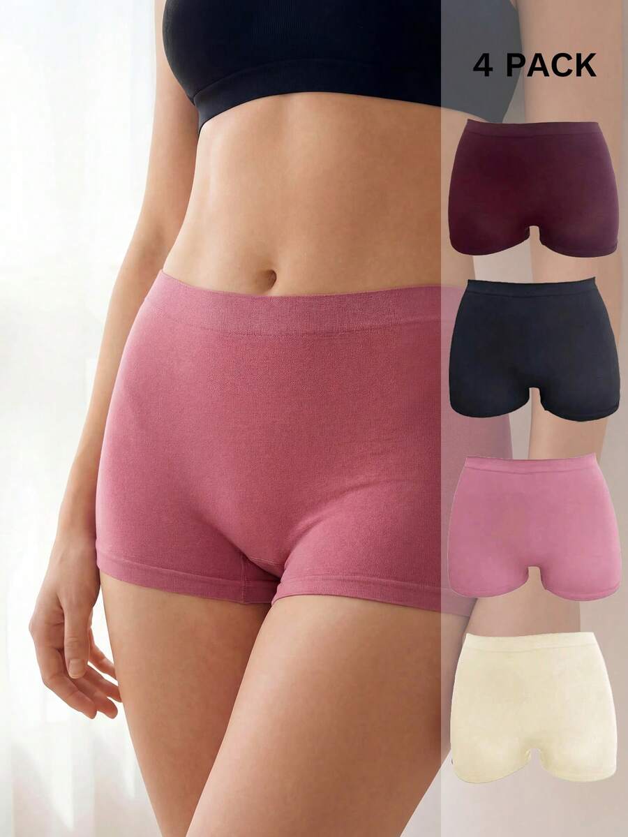 Liftille 4pcs/Set Women Seamless Safety Shorts, Comfortable Underwear - Multicolor - View 1