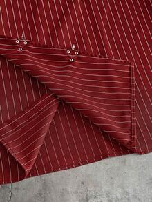 AXEPEAK Men's Versatile Embroidered Striped Short Sleeve Shirt With Airplane Buttons - Red - View 7