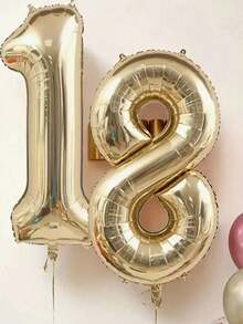 POKOJA LAND 1/2Pcs 40-Inch Large Light Gold Number Foil Balloons, Suitable For 10th, 16th, 18th, 20th, 21st, 25th, 30th-50th Birthday Party Decorations, Room Decor - Light gold - View 3